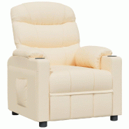 VidaXL Fauteuil inclinable Crème Tissu Modèle Gervellaix - 348079 VidaXL Fauteuil inclinable Crème Tissu Modèle Gervellaix - 348079