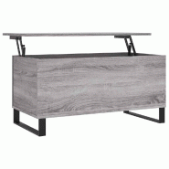 VidaXL Table basse Sonoma gris 90x44,5x45 cm Bois d'ingénierie Modèle Atlas Classique - 830986