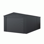 Wasabi - Garage métallique 19,52m2 Jarama - 576x338x243cm - Abri voiture extérieur - Grande porte enroulable - Entrée piétonne latérale - - gris