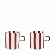 Aulica Tasses à thé rayures bordeaux - lot de 2 - rouge 289401