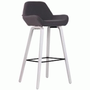 CLP Tabouret de bar nan en tissu à 4 pieds Noir /Bois de chêne Blanc - noir textile 318155 CLP Tabouret de bar nan en tissu à 4 pieds Noir /Bois de chêne Blanc - noir textile 318155