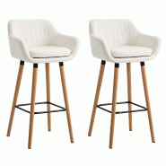 Décoshop26 - Lot de 2 tabourets de bar chaise haute design scandinave accoudoirs et repose-pied synthétique blanc TDB10410 - blanc 3000461169602