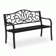 Helloshop26 - Banc de jardin décoratif pour 2 personnes 90 x 127,5 x 63 cm usage extérieur confort style antique en acier noir 13_0009499 - noir aci