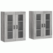 Helloshop26 - Lot de 2 armoires murales design pratique rangement 69,5 x 34 x 90 cm en bois d'ingénierie sonoma gris 02_0055433 - gris verre 30002389
