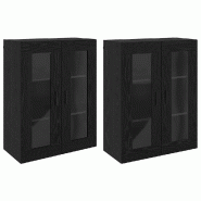 Helloshop26 - Lot de 2 armoires murales modernes fonctionnelles 69,5 x 34 x 90 cm en bois d'ingénierie chêne noir 02_0056066 - noir verre 3000239341