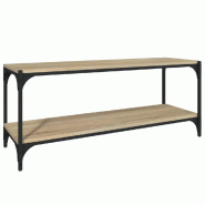 Helloshop26 - Meuble TV style industriel 100 x 33 x 41 cm avec grand espace de rangement en bois d'ingénierie chêne sonoma 02_0048392 - Bois massif