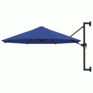 Helloshop26 - Parasol mural avec mât métallique 300 cm bleu 02_0008686 - bleu métal 3000463082725