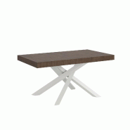 Itamoby Table Extensible 160/264X90 Cm Volantis Noyer Pieds Blancs - marron multi-matériau VE160TAVLTALL-NC-BI