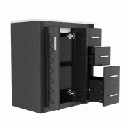 Merax meuble sous-vasque 76x46.5x85.5cm, meuble de salle de bain sur pied avec lavabo en céramique, 3 tiroirs, double porte, noir - noir multi-matér