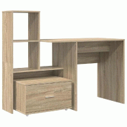 VidaXL Bureau Chêne Sonoma 131,5 x 50 x 106,5 cm Bois d'ingénierie Modèle Titan Vision - 3337267