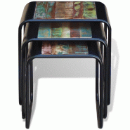 VidaXL Tables gigognes 3 pcs Bois de récupération massif Modèle Orion Plus - 243286XL