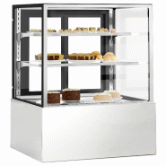 Vitrine réfrigérée pour pâtisserie - 900 mm - 2 étagères - Inox
