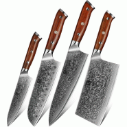 XinZuo - Set de couteaux Damas 4 pièces - Série B13R Yu - multicolore multi-matériau B13R-A4
