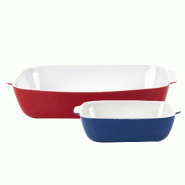 Benetton - Set 2Pc Plat (Rouge 32,5X20,5X7,5Cm + Bleu 20X13X6Cm) Grès Rainbow - vert Grès BE473