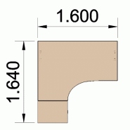 Bureau compact 90° Tono avec caisson - Mobel Linea - 160, Acacia foncé, Droite
