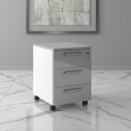 Caisson mobile 3 tiroirs blanc bicolore - Ofitres - Gris brillant_0