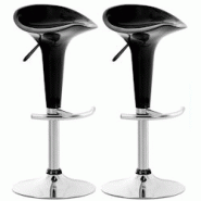CLP Lot de 2 Tabourets de Bar Saddle Noir - noir plastique 311283 CLP Lot de 2 Tabourets de Bar Saddle Noir - noir plastique 311283