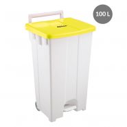 Collecteur à pédale - gilac - 100 l, couvercle jaune