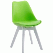 Décoshop26 - Chaise de salle à manger x1 design scandinave en PVC et plastique vert et piètement à 4 pieds en bois blanc 10_0003307 - blanc 30002 Décoshop26 - Chaise de salle à manger x1 design scandinave en PVC et plastique vert et piètement à 4 pieds en bois blanc 10_0003307 - blanc 30002