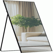 Décoshop26 - Miroir pleine longueur sur pied et mural cadre métal noir mat design épuré 150x50 cm 10_0008395 - métal 3000266630666