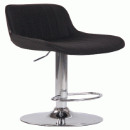 Décoshop26 - Tabouret de bar chaise haute x1 en tissu noir coutures verticales support en métal chromé 10_0005881 - noir métal 3000265276841