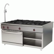 EURAST - Cuisine centrale 6 feux 1 four traversant et 2 étagères, à gaz - 1470x1050x900 mm - 39,5 Kw - 40121410 - inox 40121410 EURAST - Cuisine centrale 6 feux 1 four traversant et 2 étagères, à gaz - 1470x1050x900 mm - 39,5 Kw - 40121410 - inox 40121410