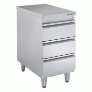 GastroHero Meuble à tiroirs en acier inoxydable BASIC, 3 tiroirs, unité 600, AISI 201 - inox SB3S-BASIC4X6
