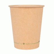 Gobelet boisson chaude Feel Green 100% compostable carton brun 24cl - par 1000