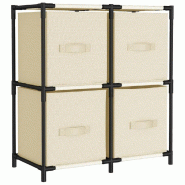 Helloshop26 - Armoire de rangement 4 paniers en tissu crème 63 x 30 x 71 cm structure stable design moderne en acier crème 02_0046935 - acier 300023
