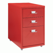 Helloshop26 - Caisson de bureau armoire meuble de rangement à roulettes acier 48 x 28 x 41 cm rouge 03_0009122 - 3000224520855