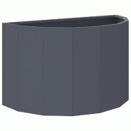 Helloshop26 - Jardinière demi-ronde moderne pour extérieur 60 x 30 x 35 cm design chic en acier anthracite 02_0052938 - acier 3000237660814