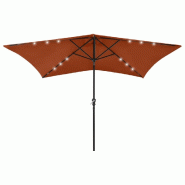 Helloshop26 - Parasol avec led et mât en acier terre cuite 2 x 3 m 02_0008072 - acier 3000432182722