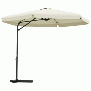 Helloshop26 - Parasol d'extérieur avec mât en acier 300 cm blanc sable 02_0008189 - blanc acier 3000438147763