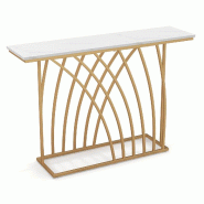Helloshop26 - Table console design géométrique 120 x 30 x 80 cm grand espace de stockage moderne en MDF blanc et or 20_0019252 - blanc Bois manufact