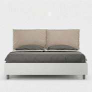 Itamoby Lit double Egos Antea 160x190 en frene blanc avec coussins en similicuir gris tourterelle - beige VE16EGANTECNT-23