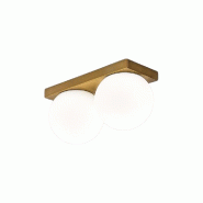 Plafonnier LED série 8378 en laiton bruni, 2 x 8 W, 3000 K, design moderne avec diffuseurs en verre soufflé satiné, IP40 - Perenz - bronze 8378 OB LC