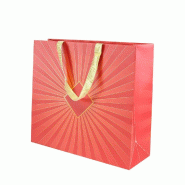 Sac luxe Eclat d'or dorure à chaud poignées ruban or 36x12x32cm - par 12