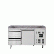 Vaiotec Comptoir réfrigéré à pizza EASYLINE / 1 porte et 7 tiroirs « gris », 1510 x 800 mm - argenté inox 10024