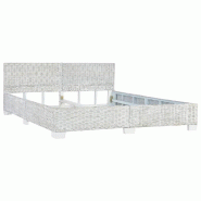 VidaXL Cadre de lit sans matelas Gris Rotin naturel 180x200 cm Modèle Corvior - 283093