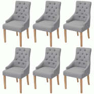 VidaXL Chaises à manger lot de 6 gris clair tissu Modèle Nervelion - 274422