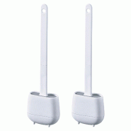 WE – Lot de 2 brosses WC en TPR (caoutchouc thermoplastique), couleur blanche - blanc multi-matériau PK6531
