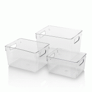 AQA Design Ensemble de 3 boîtes organisatrices CASS en PET transparent L.33,5 P.24 H.20,5 MP02670 - transparent plastique MP02670