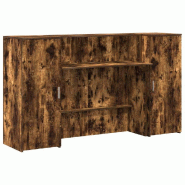 Bureau de réception chêne fumé 180x50x103,5cm bois d'ingénierie Modèle Atlas Infinite Riviera - 8721158629807