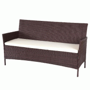 Décoshop26 - Banc de jardin 3 places 154 cm en polyrotin marron coussins crème 04_0001103 - marron 3000027232696