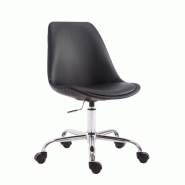 Décoshop26 - Chaise de bureau tabouret de travail sur roulettes hauteur réglable en PVC noir et métal chromé 10_0002678 - noir métal 3000251155327