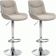 Décoshop26 - Lot de 2 tabourets de bar pivotant forme ergonomique surpiqûres décoratives en tissu taupe cadre en métal chromé 10_0005998 - métal