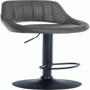 Décoshop26 - Tabouret de bar x1 avec repose-pieds pivotant et réglable en similicuir gris et métal noir 10_0006329 - gris métal 3000265513298