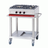 Fourneau à gaz 3 feux vifs sur chariot - 900x650x950 mm - PCTG 730