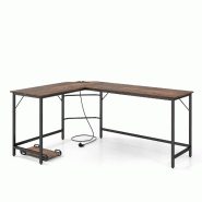 Helloshop26 - Bureau d'angle 168 x 50 x 74,5 cm avec prises USB et support UC design moderne en bois marron 20_0010892 - marron métal 3000226426520