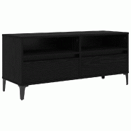 Helloshop26 - Meuble TV avec tiroir rustique 100 x 34,5 x 44,5 cm rangement pratique style scandinave en bois noir 02_0052741 - noir Bois massif 30002